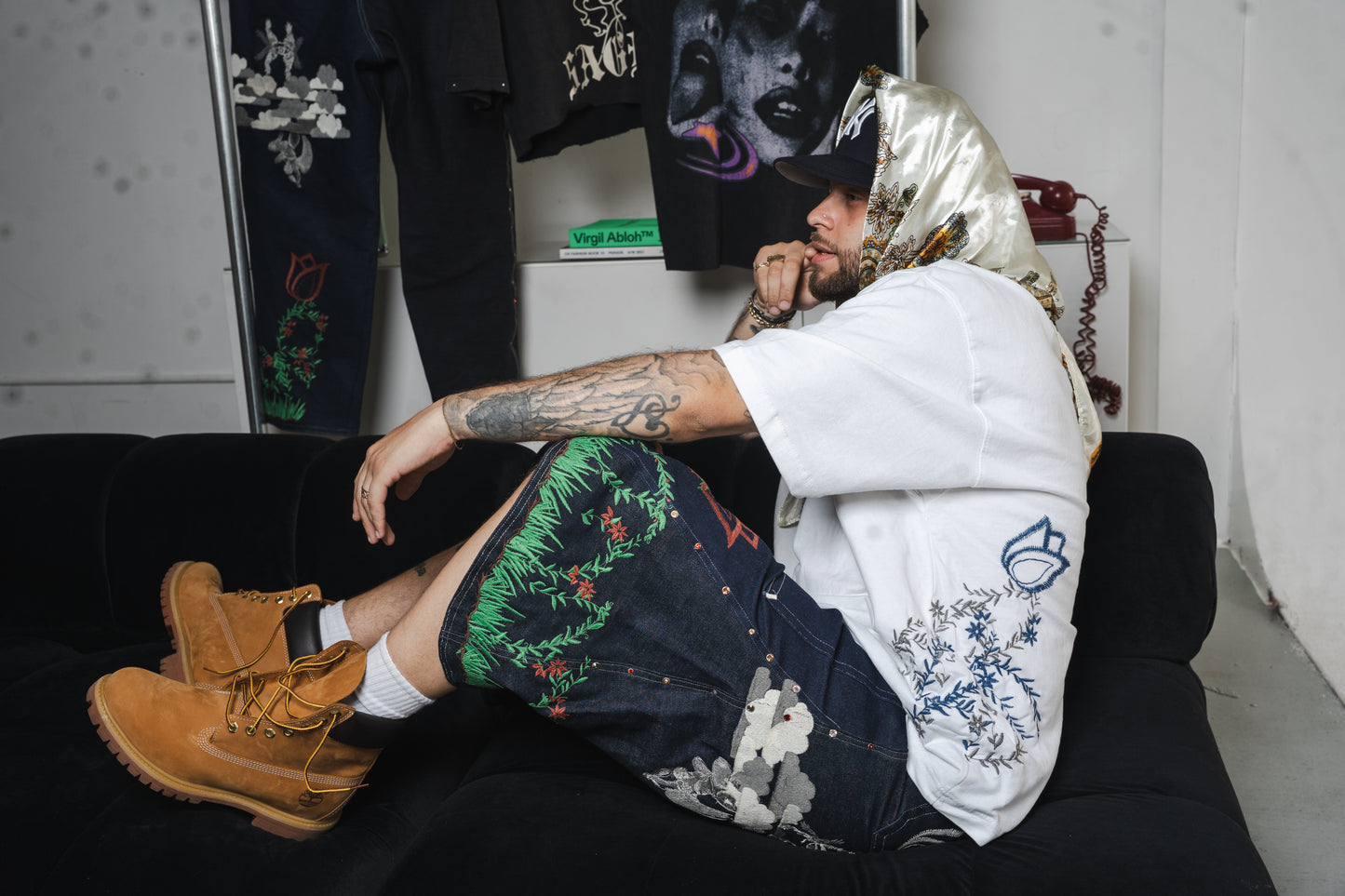 White Denim Patched Sage Tee