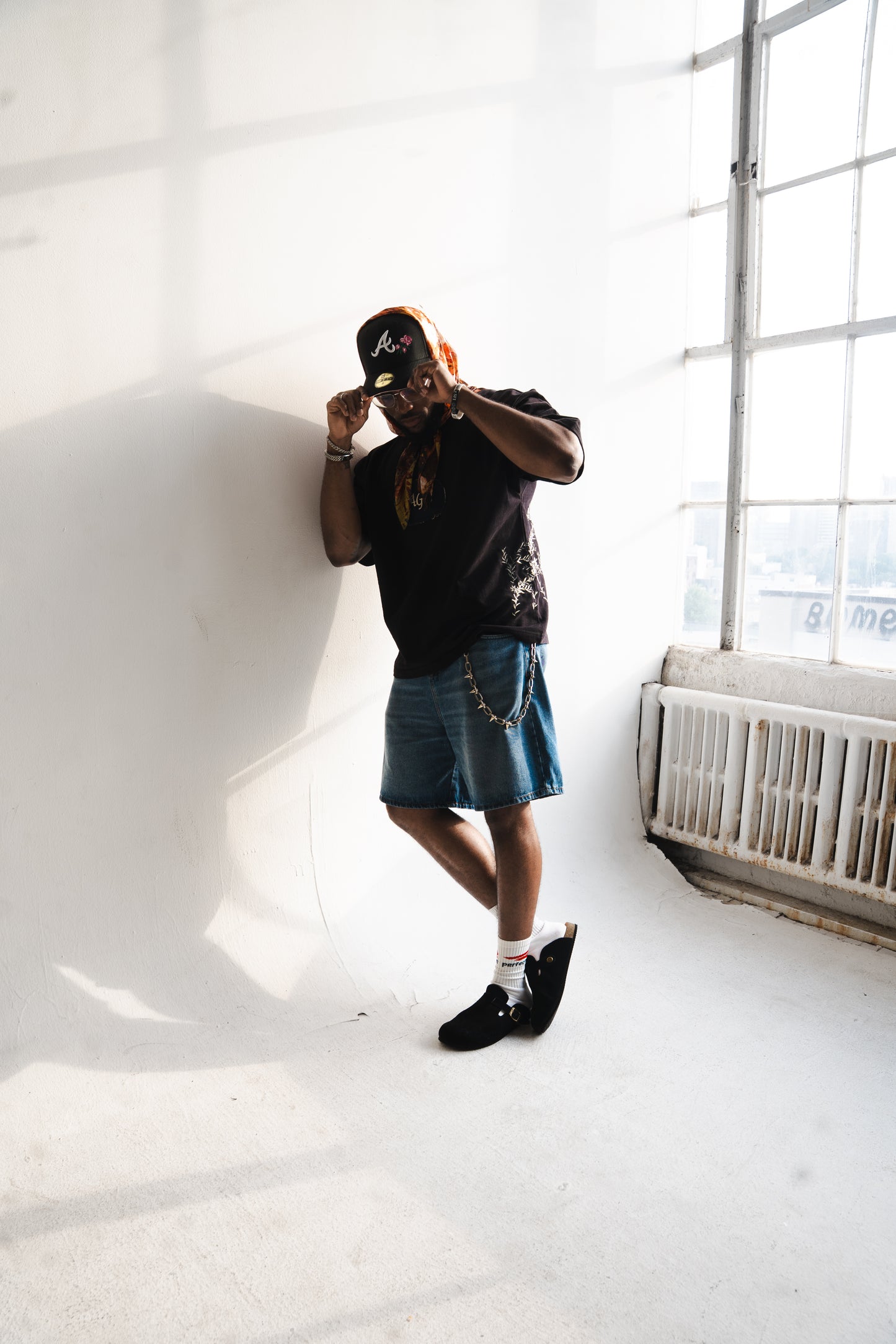 Black Denim Patched Sage Tee