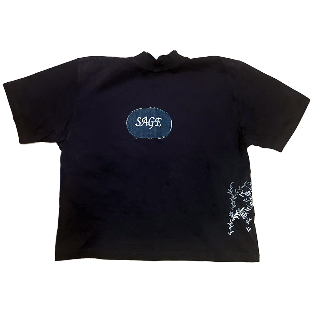 Black Denim Patched Sage Tee
