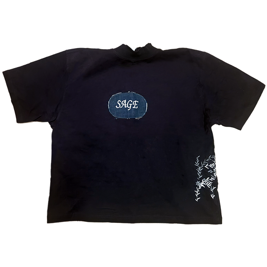 Black Denim Patched Sage Tee