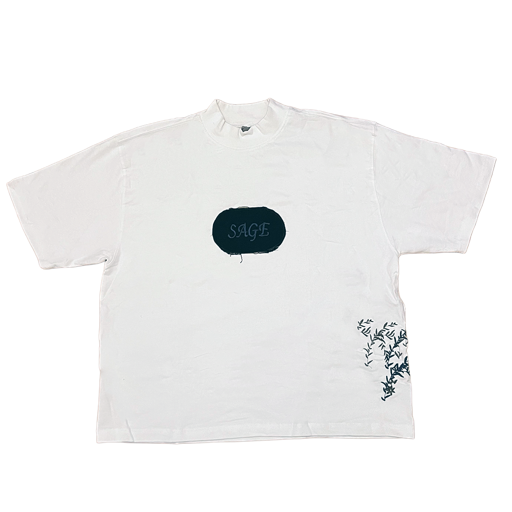 White Denim Patched Sage Tee