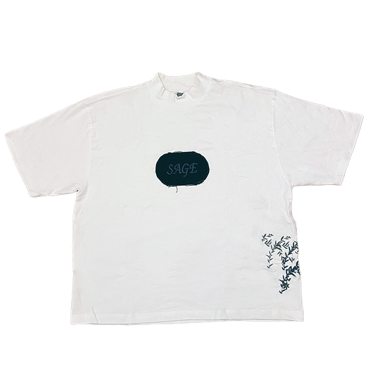 White Denim Patched Sage Tee